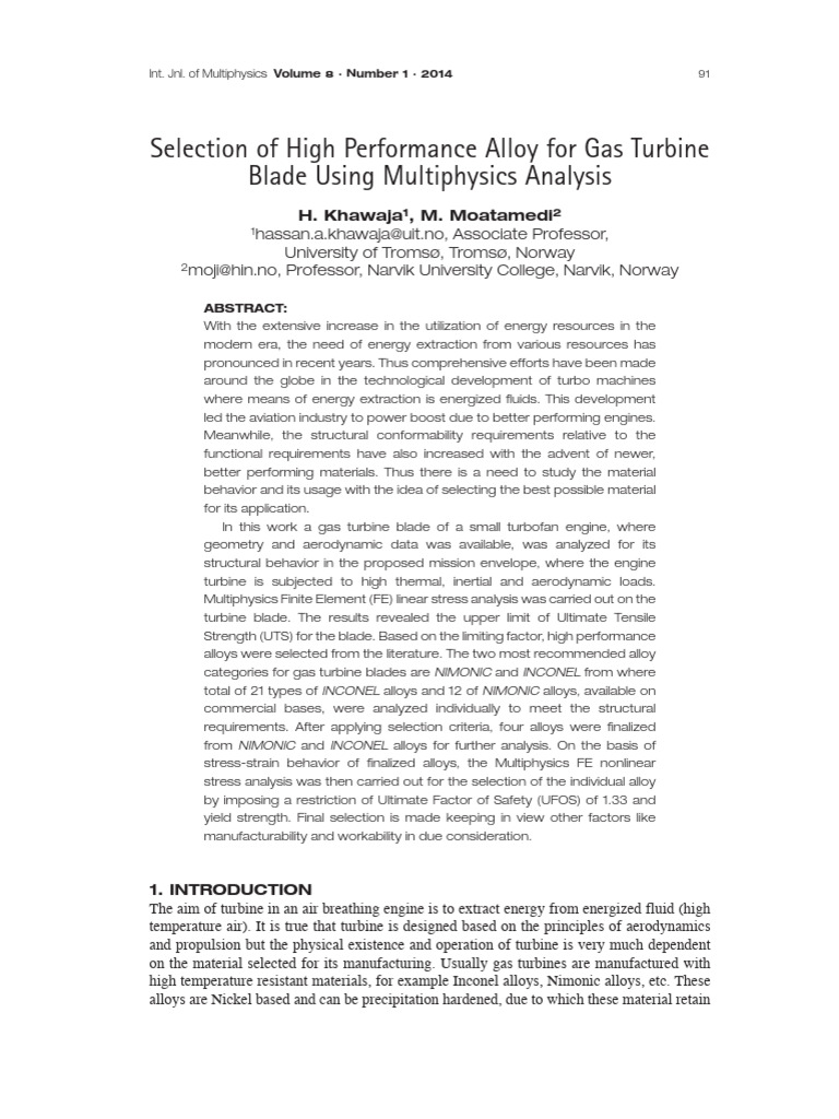 Selection of High Performance Alloy For Gas Turbine Blade Using ...