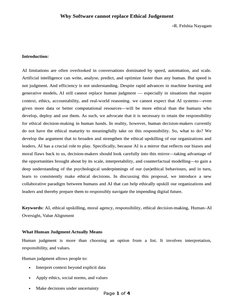 Software Cannot Replace Human Judgement | PDF | Artificial Intelligence ...