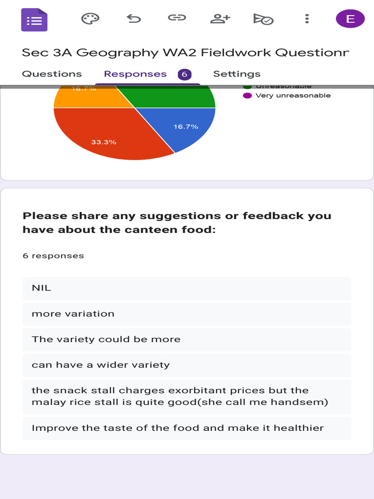 Sec 3A Geography WA2 Fieldwork Questionnaire (Does TK's Food Meet The ...