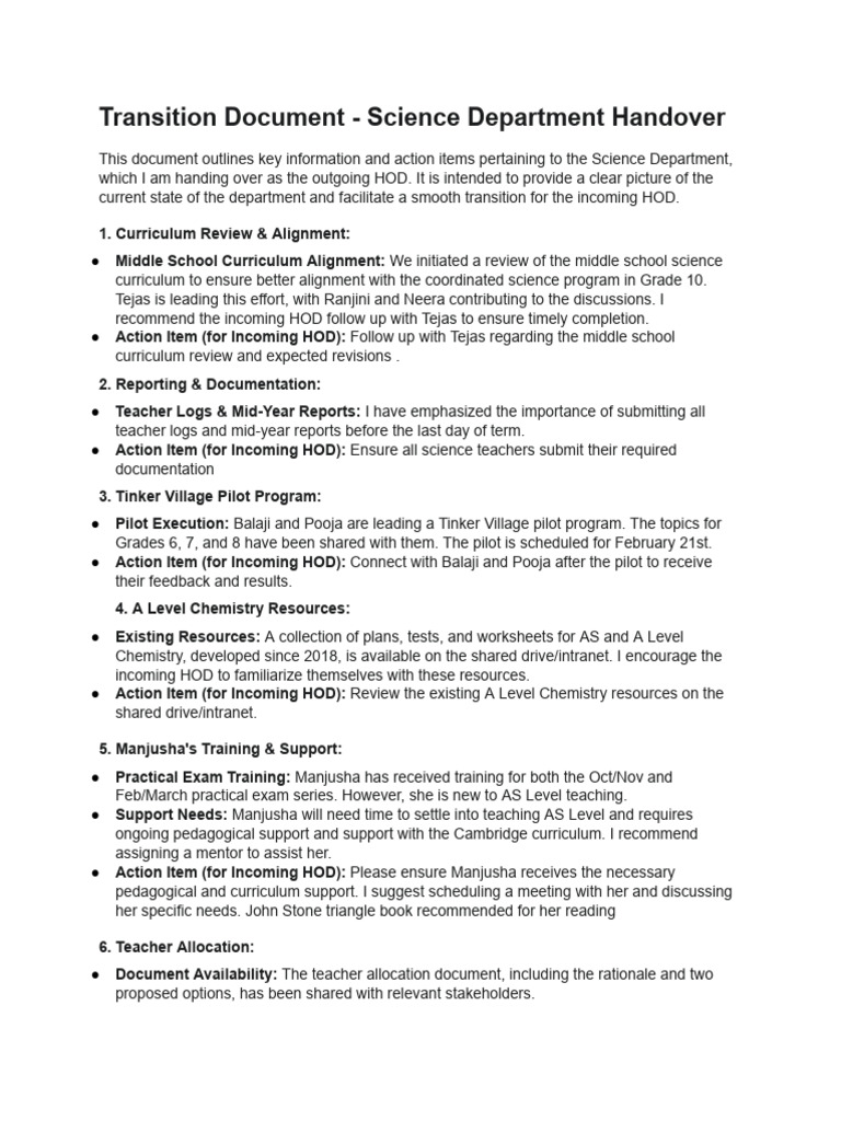 Transition Document Shyamala Naidu | PDF | Mentorship | Teachers