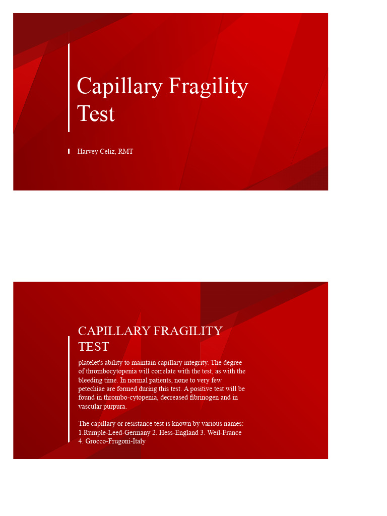 Capillary Fragility Test | PDF