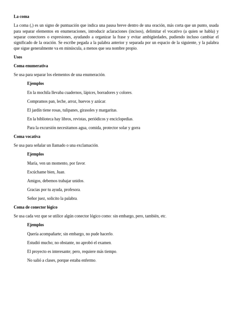 Guia de Estudio La Coma | PDF