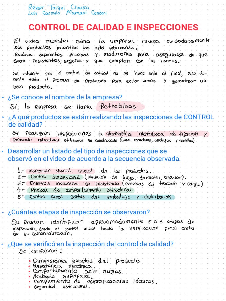 Dinamica 2 Control de Calidad y Tipos de Inspeccines 1 | PDF