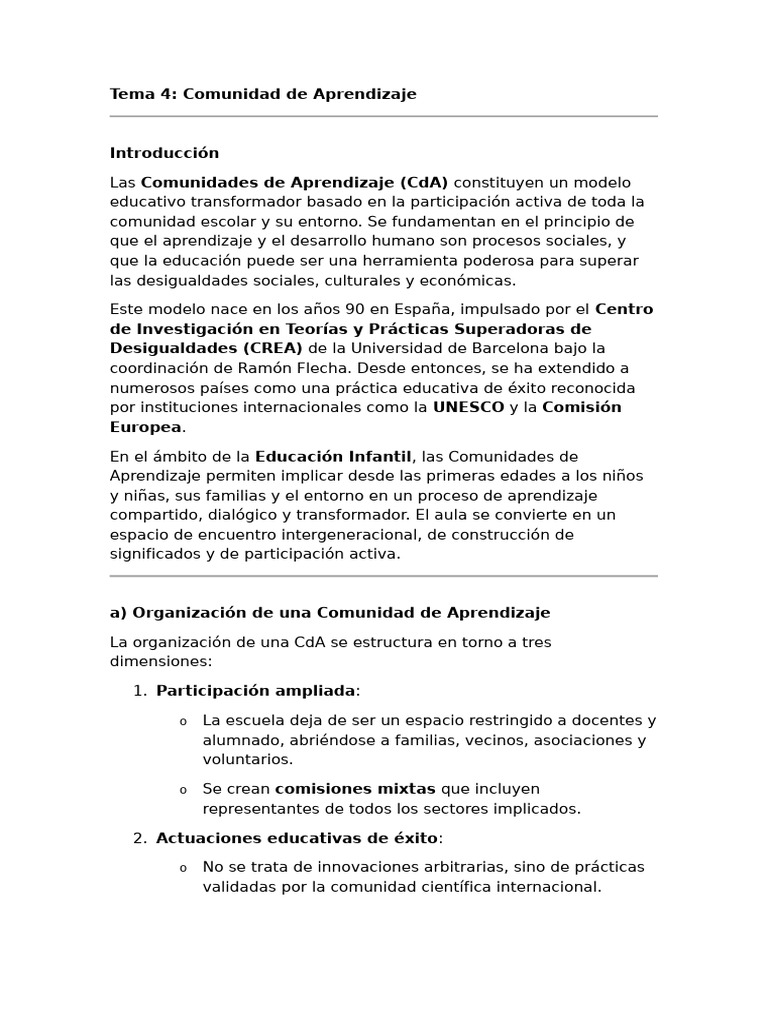 Comunidades de Aprendizaje | PDF | Aprendizaje | Cognición
