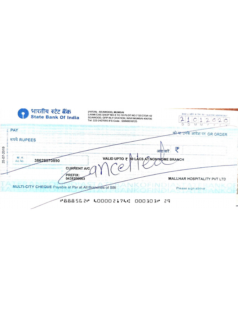 Mallhar SBI Cheque | PDF