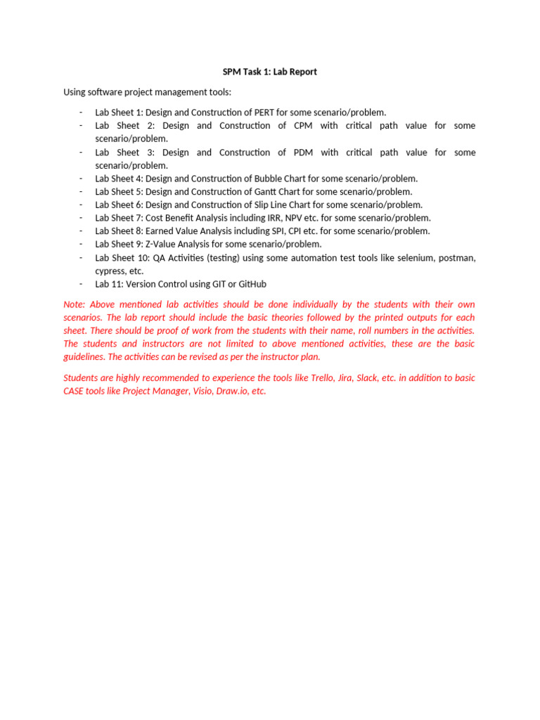 SPM LAB Guidelines 2026 | PDF | Project Management | Business