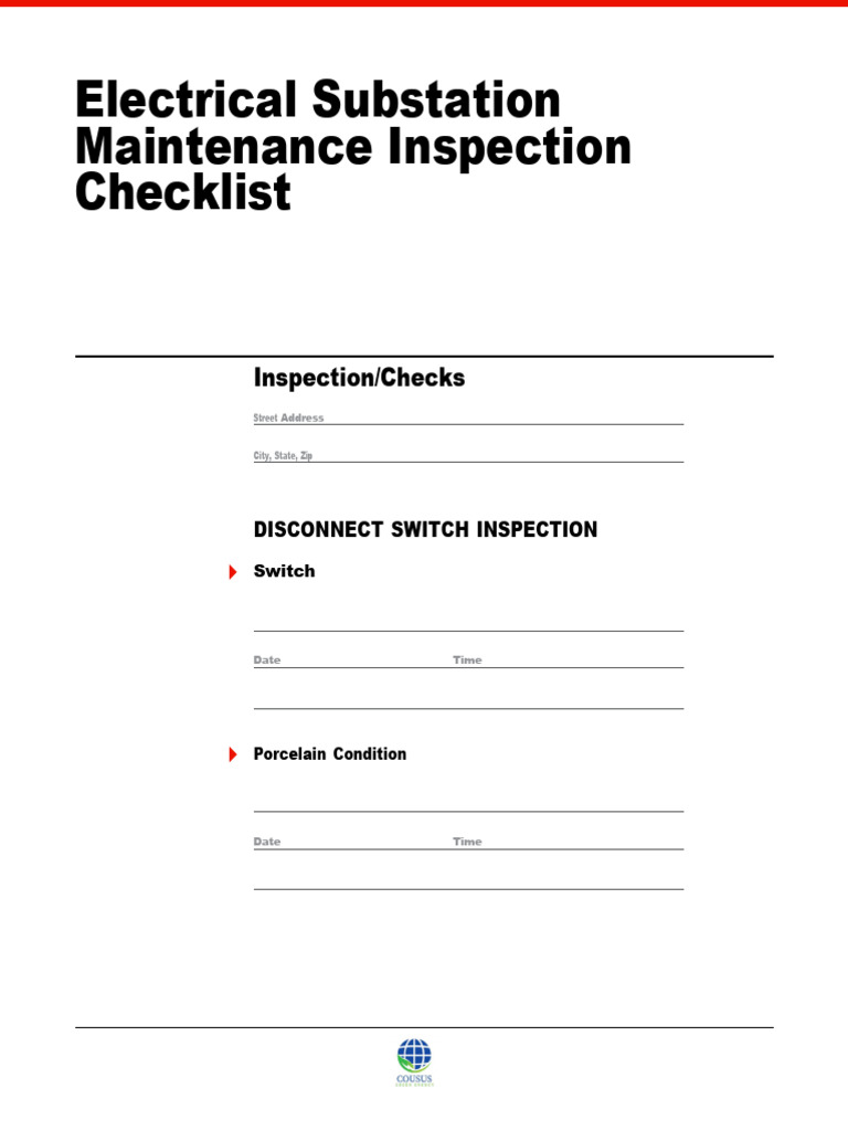 Electrical Substation Maintenance Inspection Checklist | PDF ...