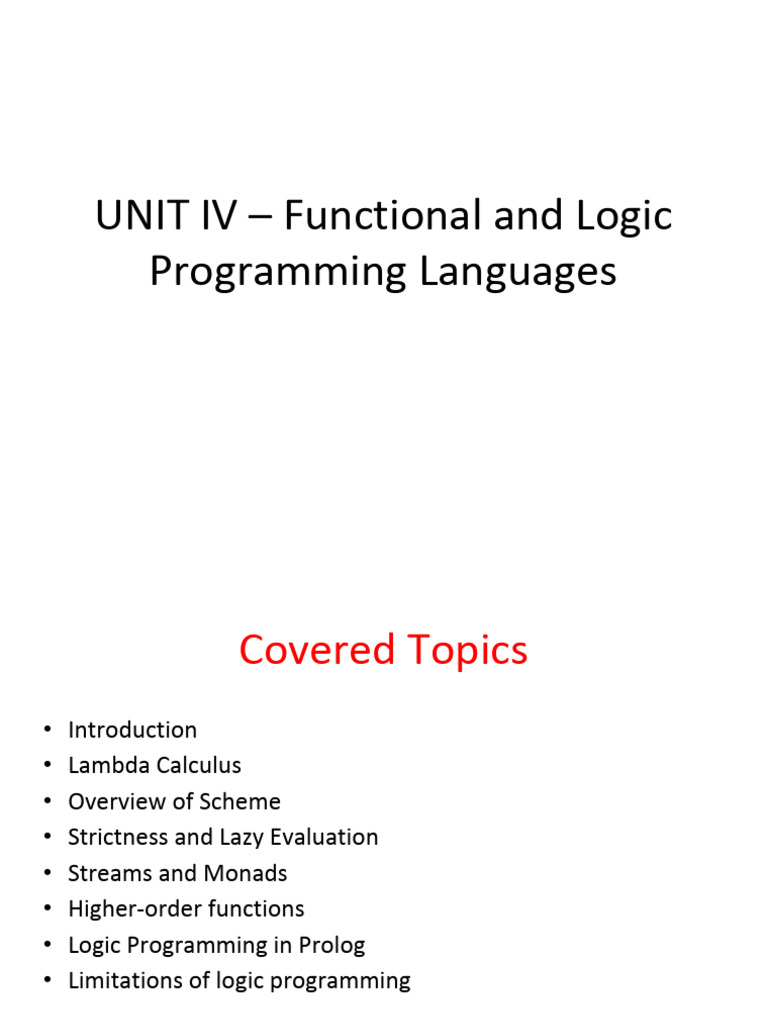 CS203 - Programming Paradigms UNIT-IV (Autosaved) | PDF | Functional ...