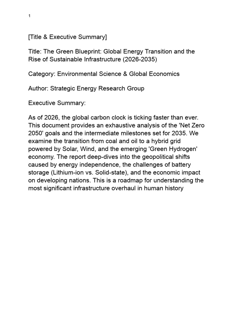 Global Energy Transition 2026-2035 | PDF | Energy Technology | Economy ...