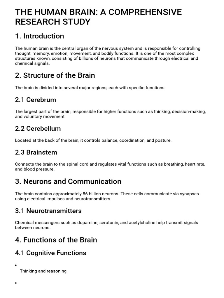 The Human Brain a Comprehensive Research Study | PDF | Brain | Neuron