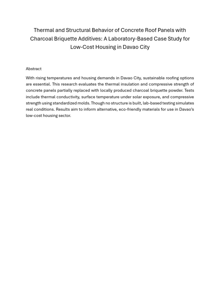Thermal and Structural Behavior of Concrete Roof Panels With Charcoal ...