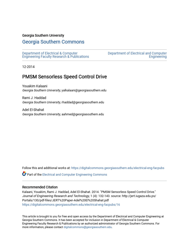 PMSM Sensorless Speed Control Drive | PDF | Electric Motor ...