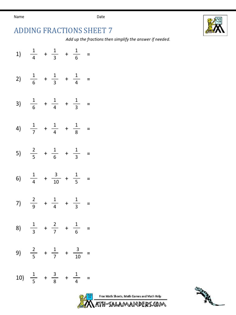 GR 3 Fraction Adding Three Fractions | PDF