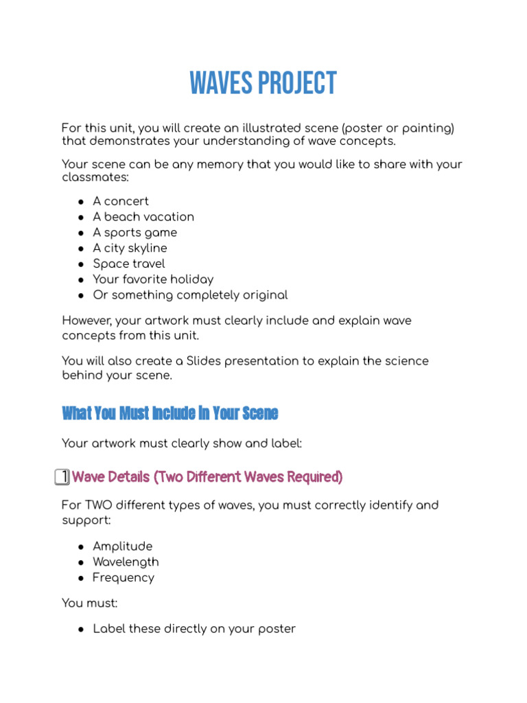 8th Grade Waves Project | PDF | Waves | Refraction