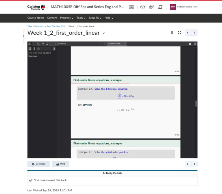 Week 1 - 2 - First - Order - Linear - MATH1005E Diff Eqs and Series Eng ...
