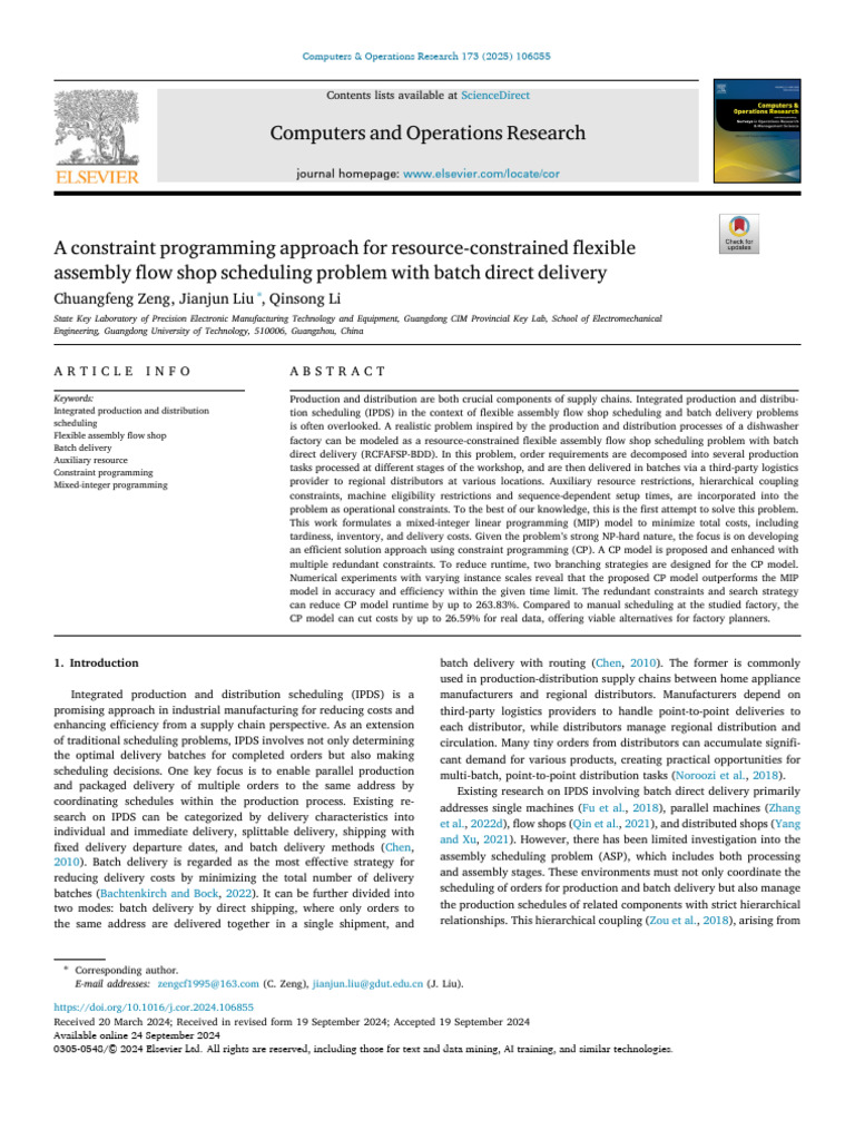 A Constraint Programming Approach For Resource Constraine 2025 ...