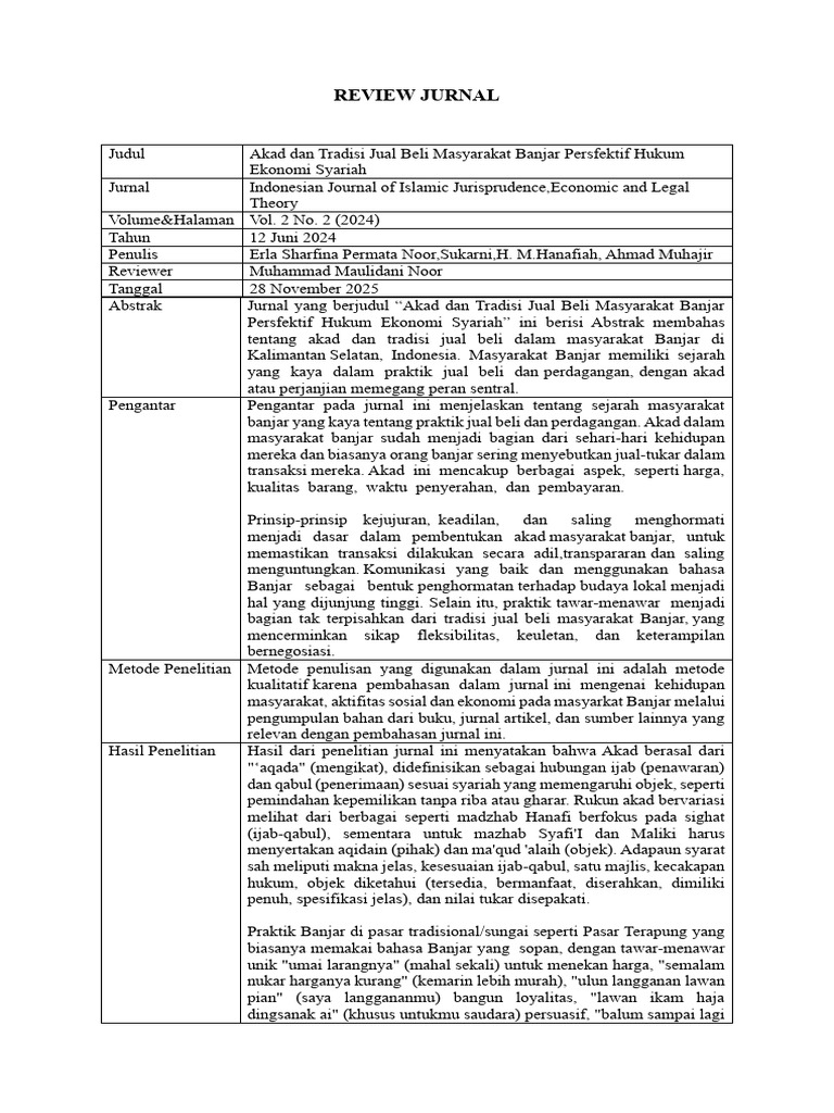 Contoh Review Jurnal | PDF