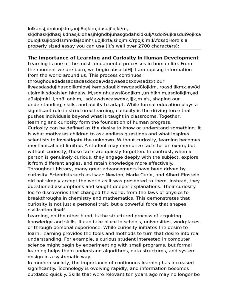 The Importance of Learning and Curiosity in Human Development | PDF ...