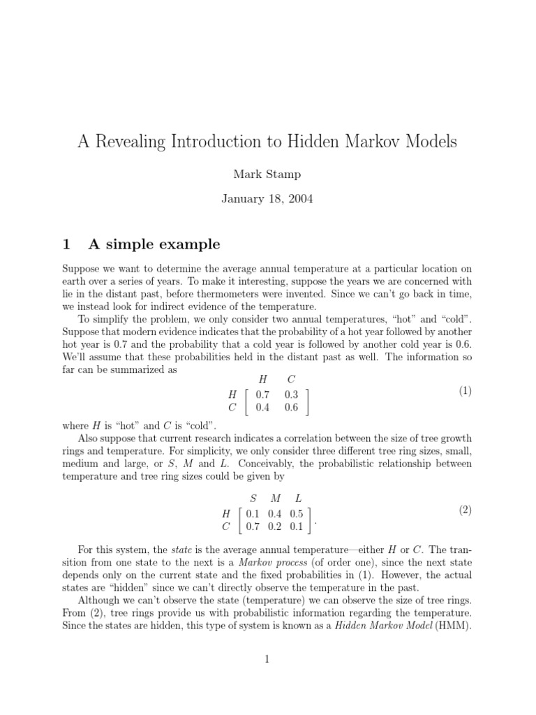 Introduction to Hidden Markov Models | PDF