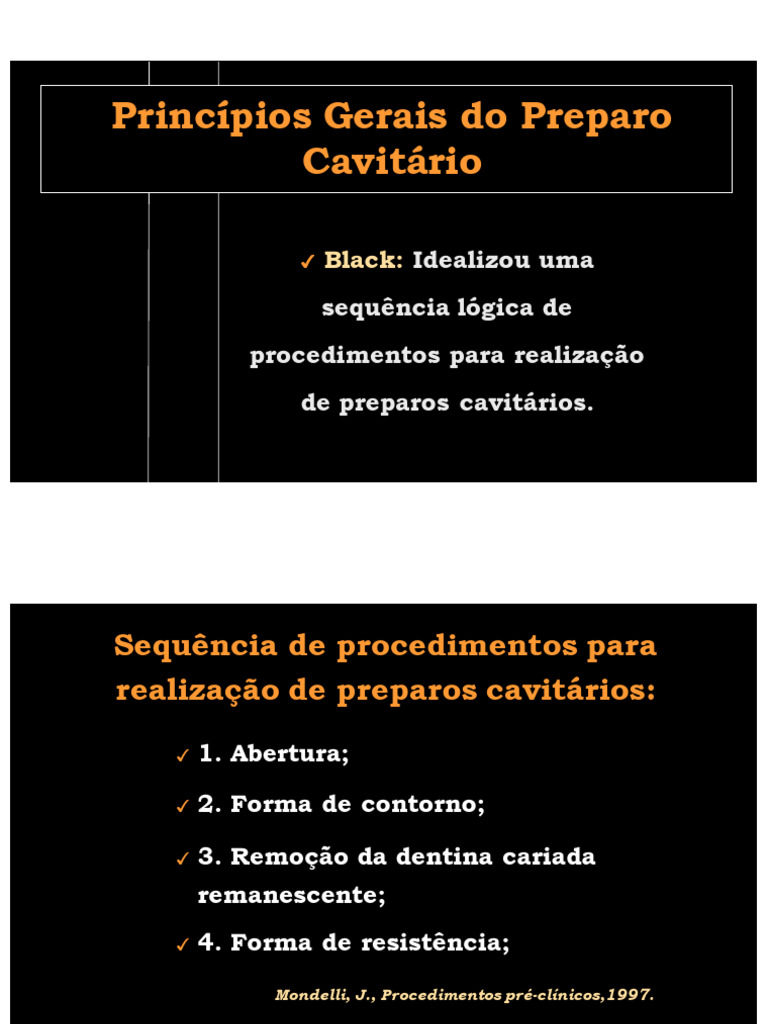 Princípios Gerais Do Preparo Cavitário | PDF | Esmalte dentário | Dentina