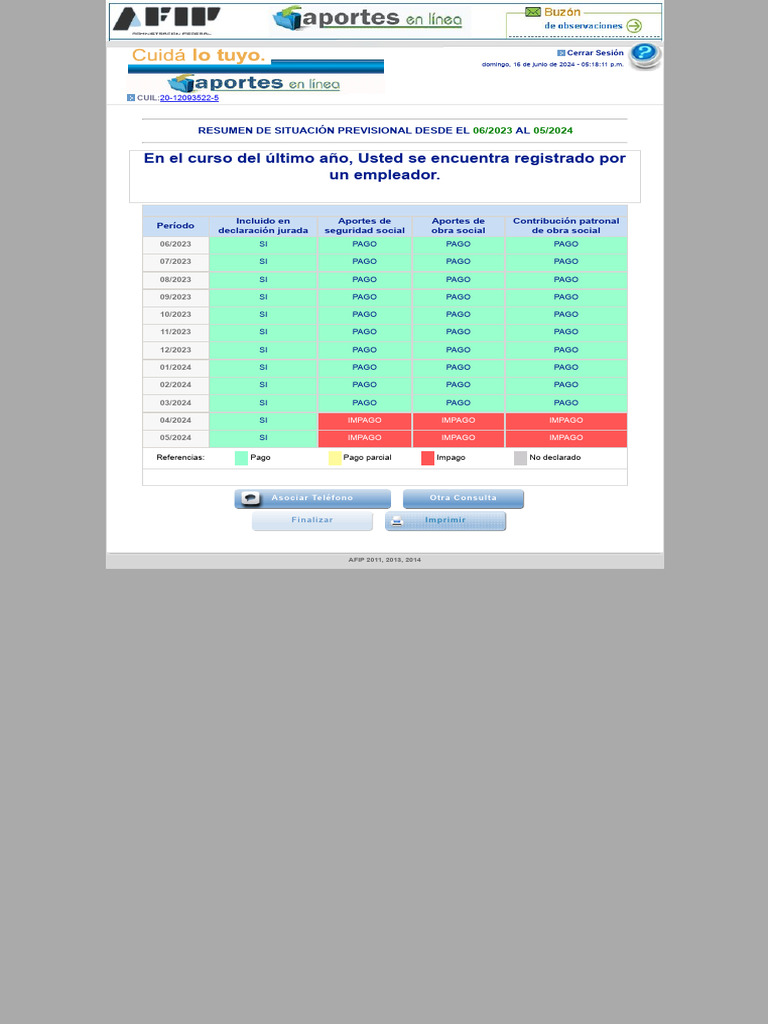AFIP - Aportes en Línea | PDF