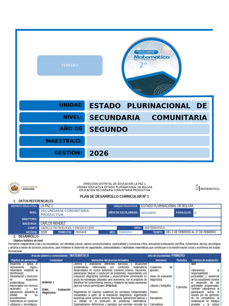 PDC Mat 2do de Sec - Febrero 2026 | PDF | Evaluación | Número racional