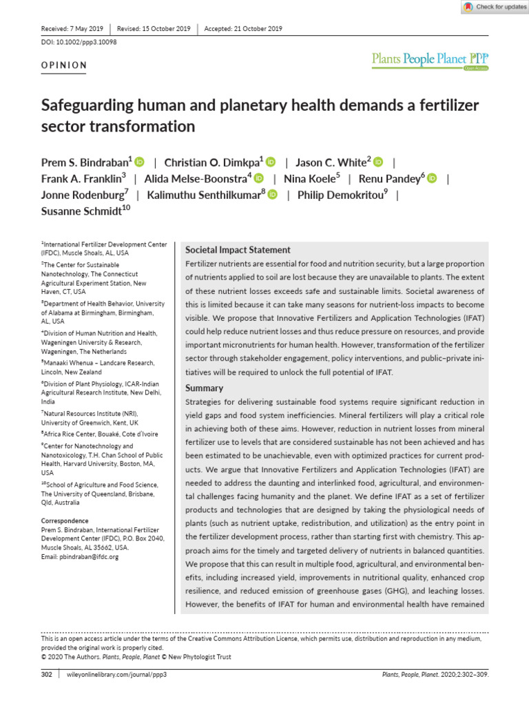 Safeguarding Human and Planetary Health Demands a Fertilizer Sector ...