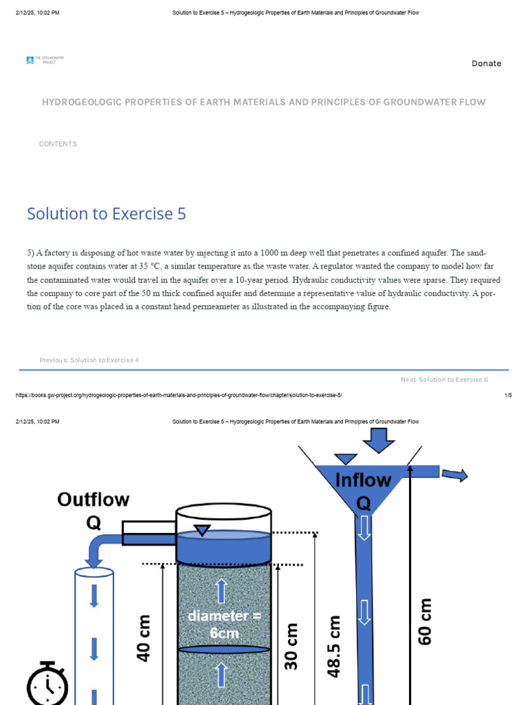 Solution To Exercise 5 - Hydrogeologic Properties of Earth Materials ...