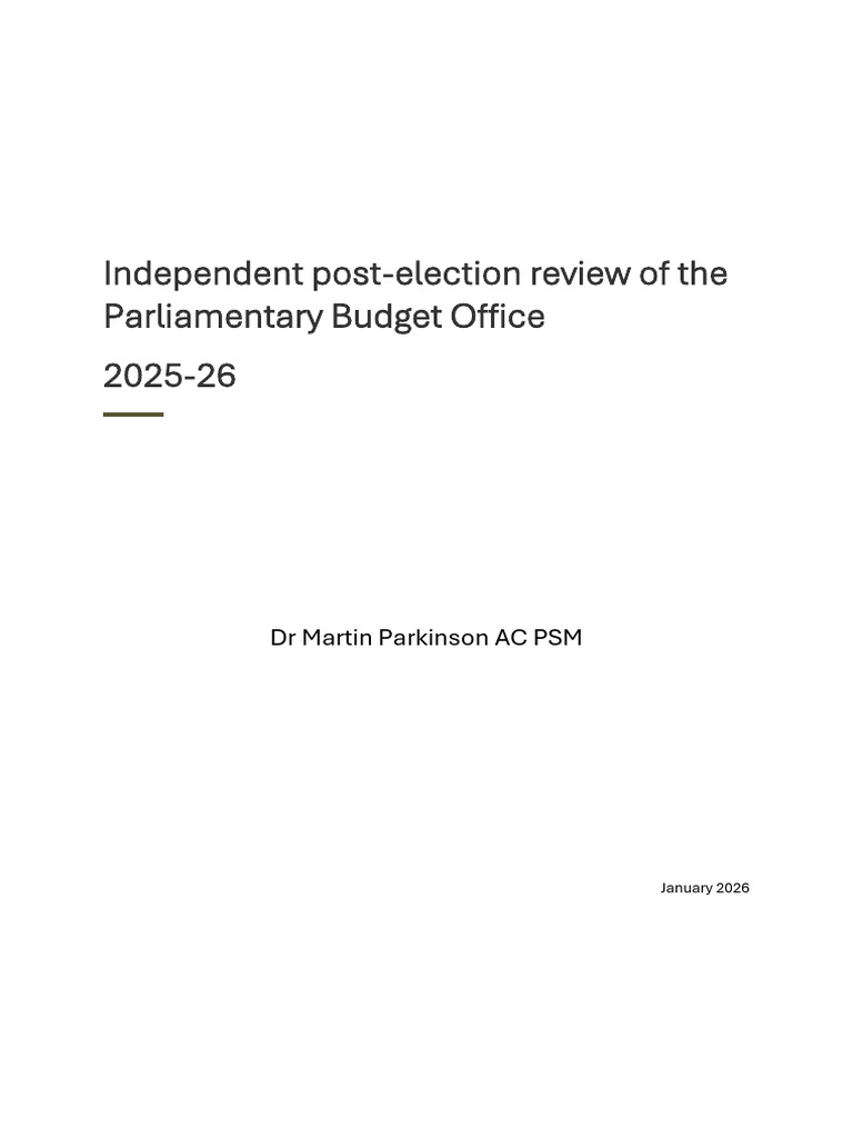 Independent Post-Election Review of The Parliamentary Budget Office ...