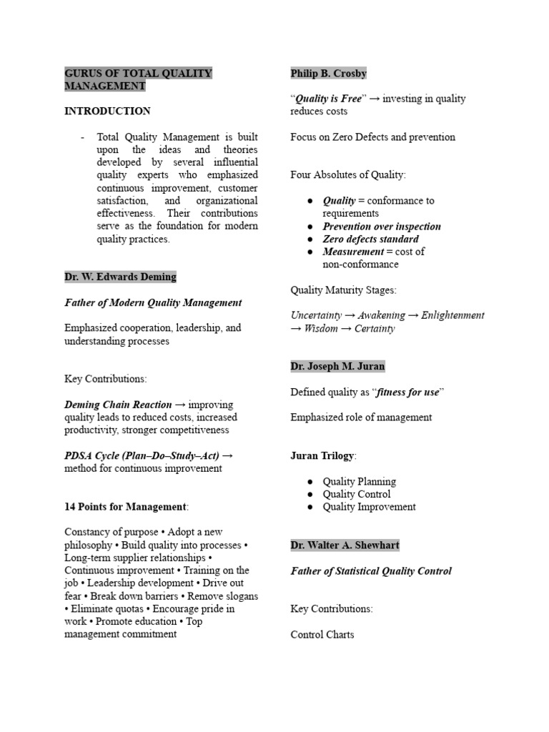 Total Quality Management | PDF | Quality Management | Systems Thinking