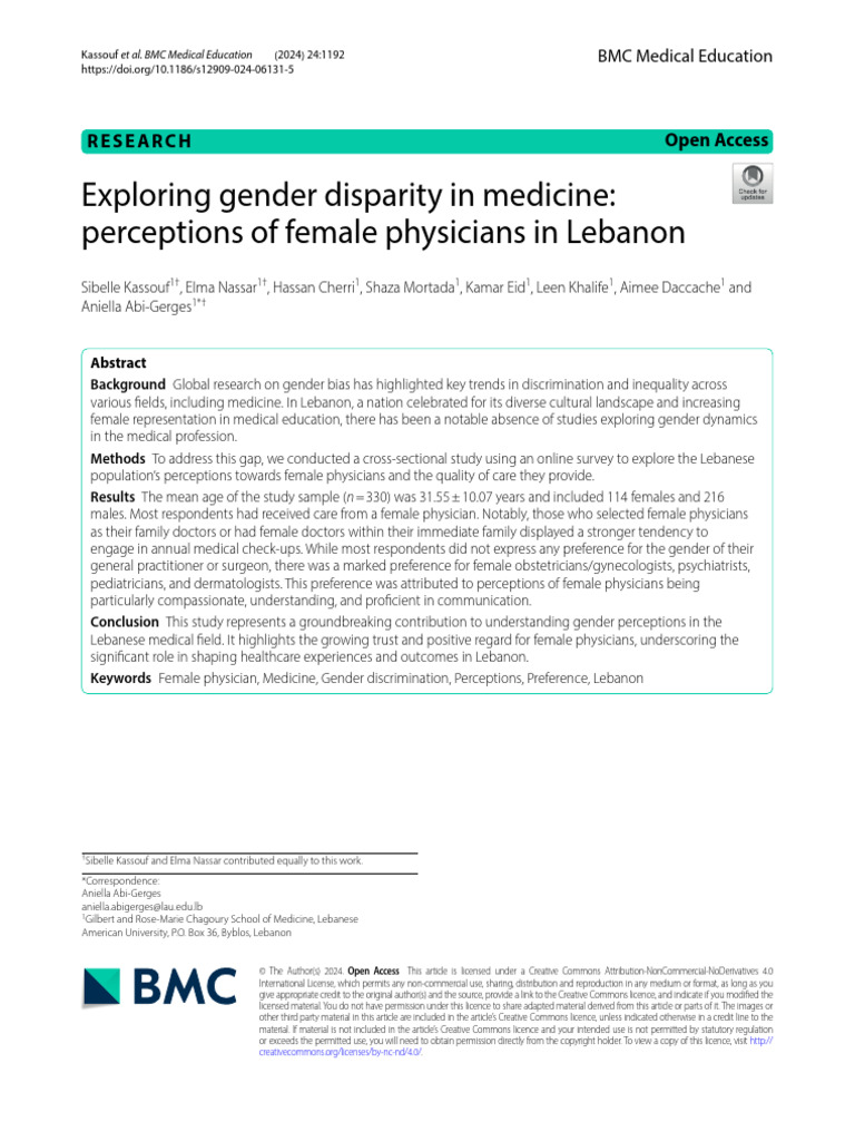 Exploring Gender Disparity in Medicine - A1 | PDF | Gender Equality ...
