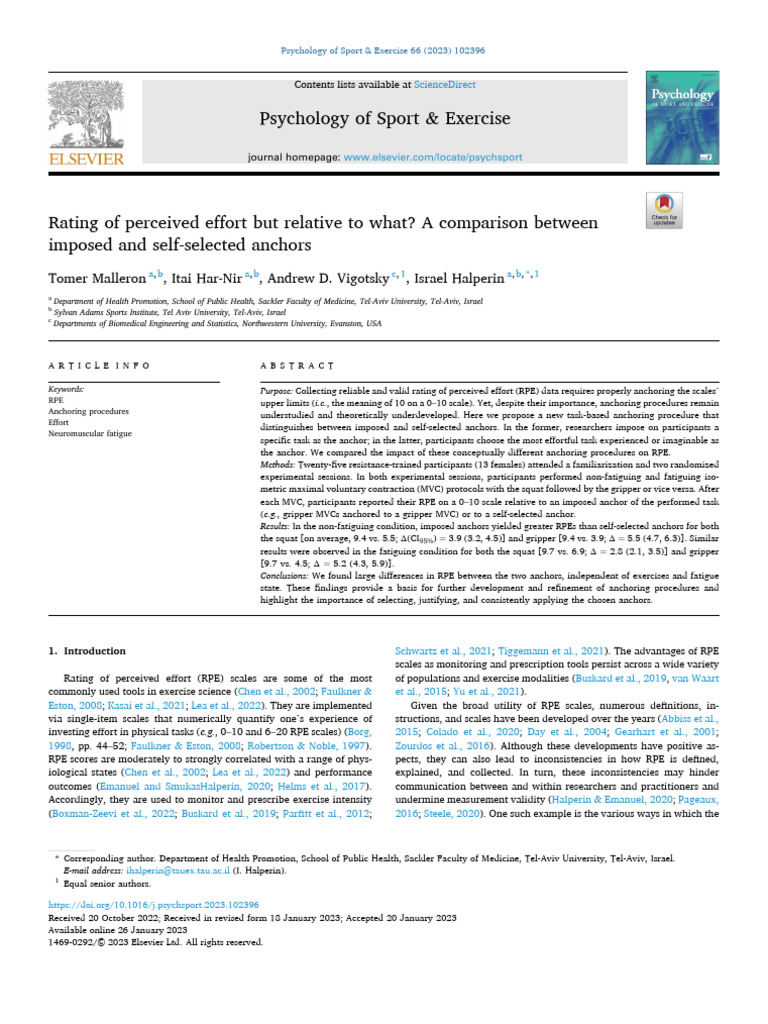 Rating of Perceived Effort But Relative To What | PDF