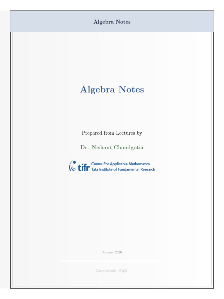Algebra Notes | PDF