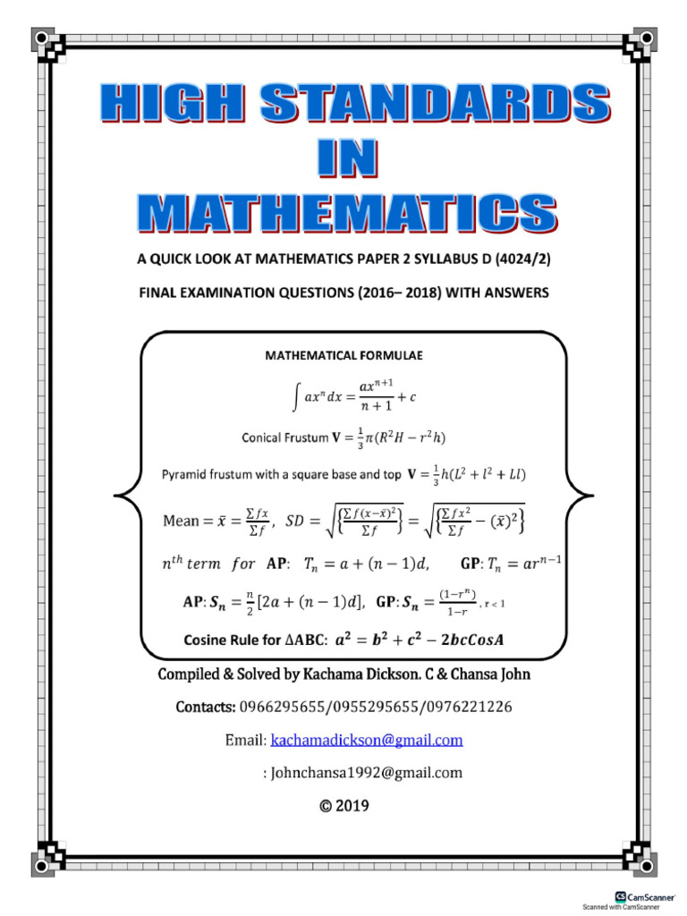 DK & JC's Maths P2 Pamphlet | PDF