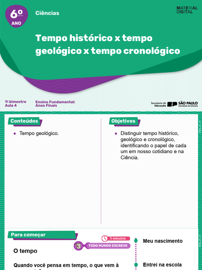 Aula 4 - Tempo Histórico × Tempo Geológico × Tempo Cronológico (Versão2 ...