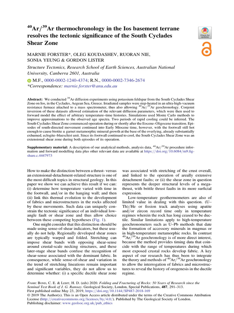 Forster Et Al 2019 | PDF | Fault (Geology) | Geology