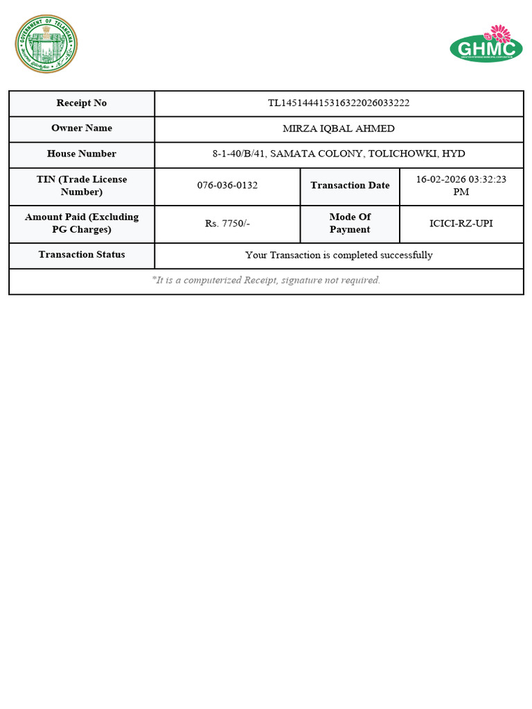 TLReceipt Details | PDF