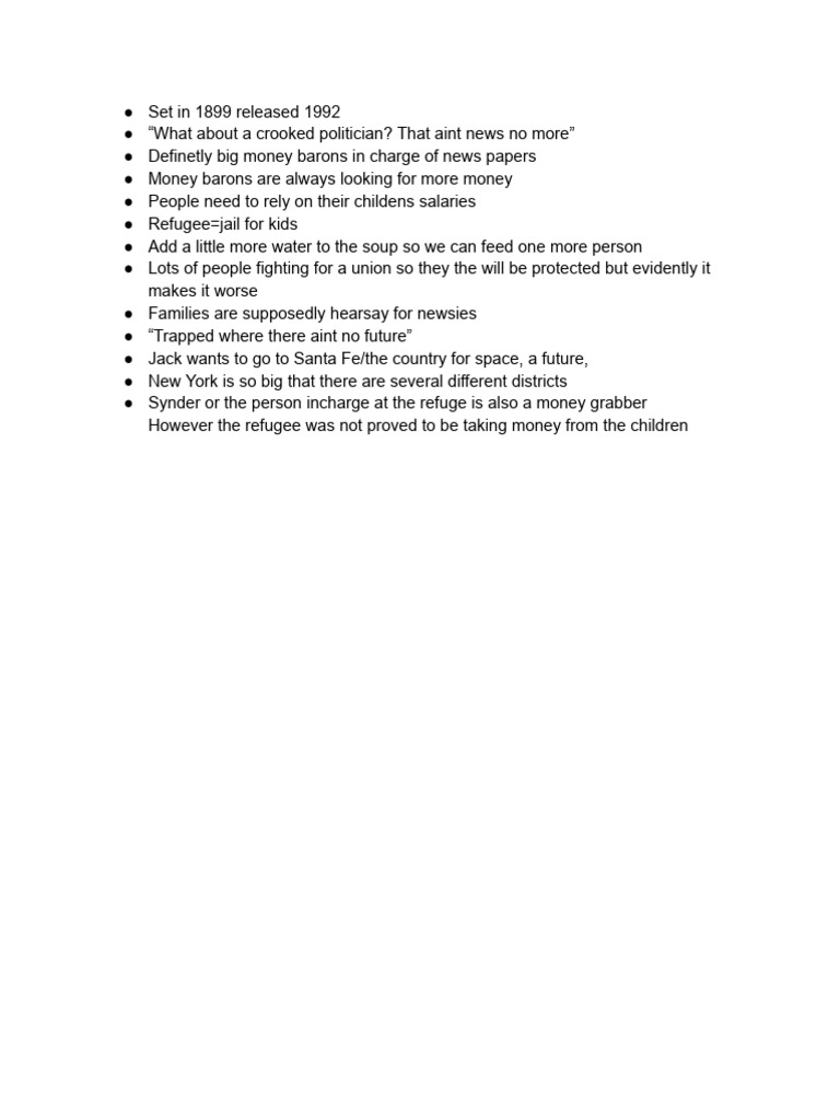 Newsies Notes | PDF