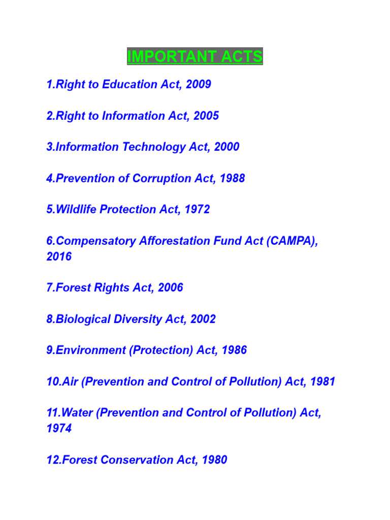 Important Acts | PDF