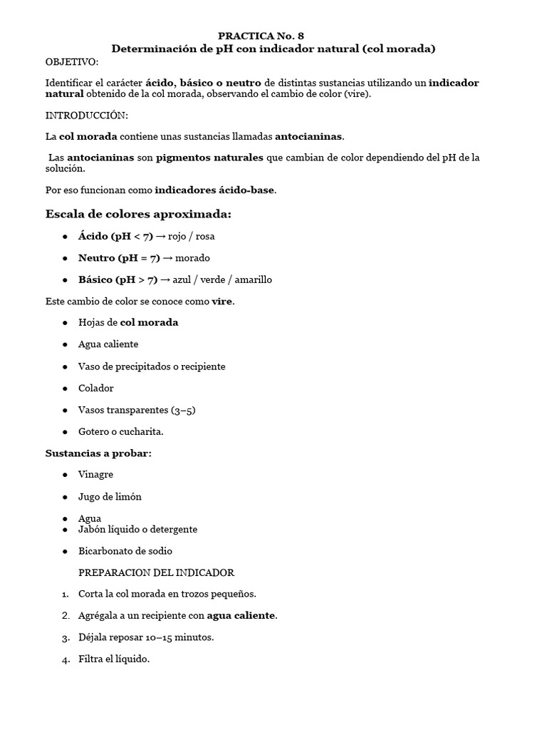 Practica No. 8 Determinación de PH | PDF | Color | Ph
