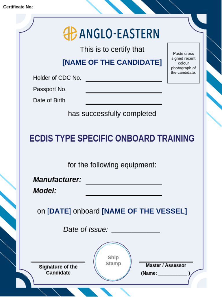 ECDIS Type Specific Onboard Training Certificate | PDF