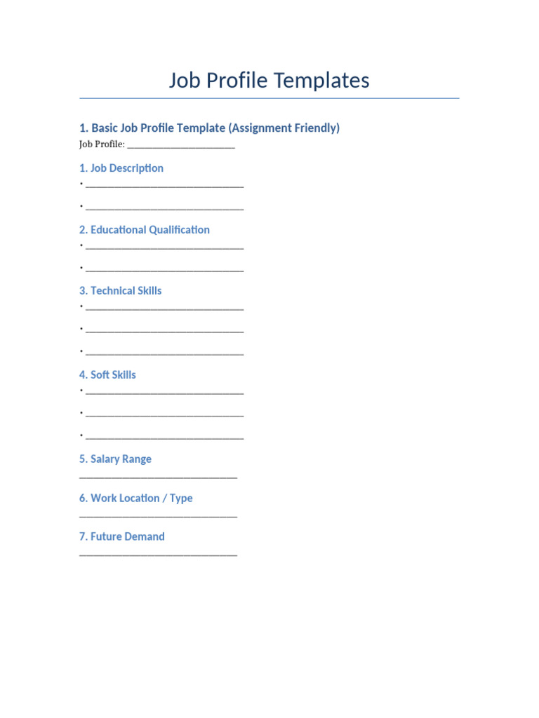 Job Profile Templates | PDF