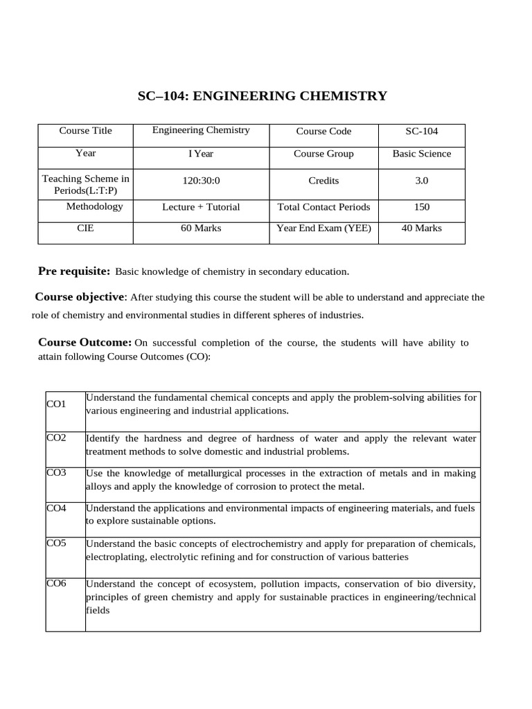 C 26 SC 104 Engineering Chemistry | PDF | Chemical Bond | Corrosion