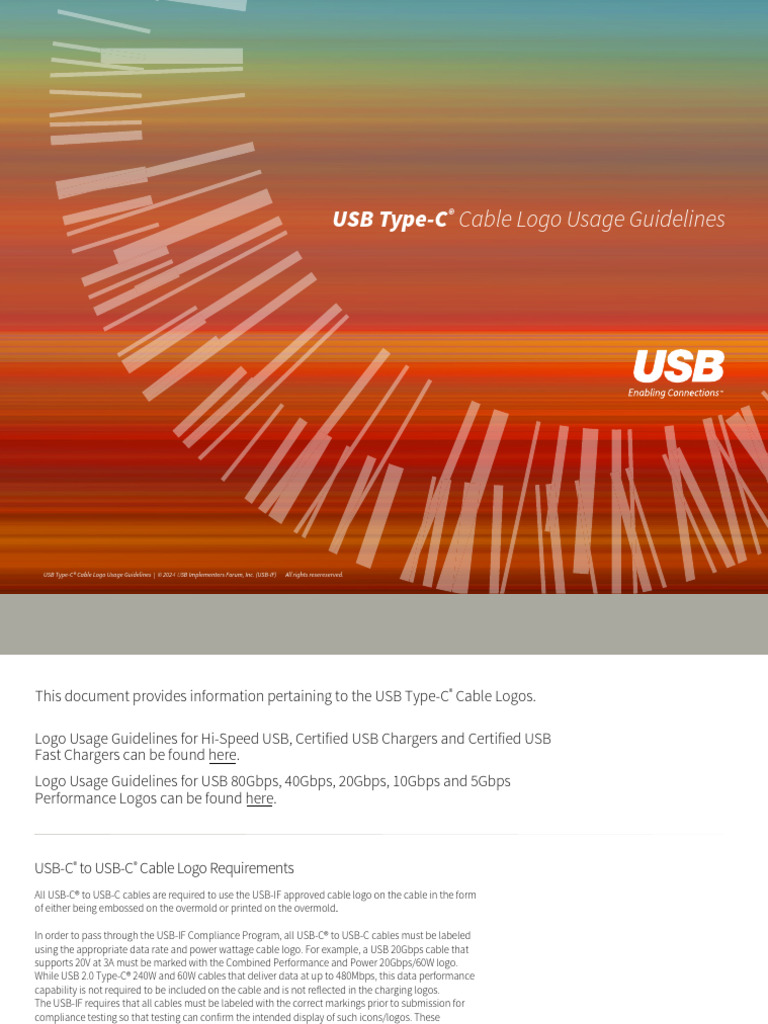 Usb Type-C Cable Logo Usage Guidelines 20240903 | PDF | Usb | Adobe ...