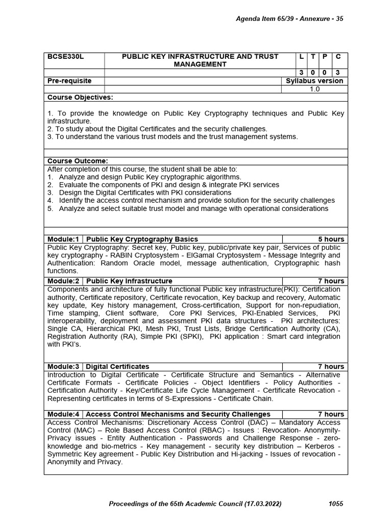 Syllabus | PDF | Computer Access Control | Public Key Cryptography