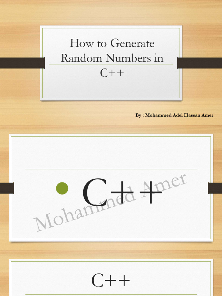 Random Generating in C++ - Part 1 | PDF | C++ | Computer Science