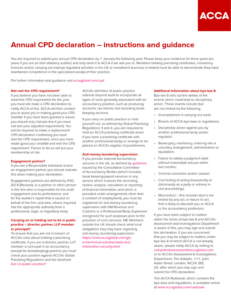 CPD Declaration Guidance | PDF | Accounting | Accountant