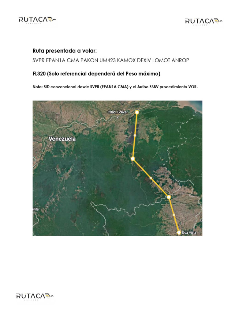 Familiarizacion Ruta SVPR-SBBV-SVPR 1 | PDF