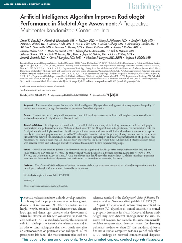 Eng Et Al 2021 Artificial Intelligence Algorithm Improves Radiologist ...