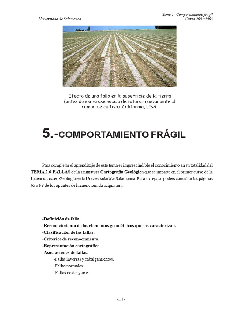 05 Comportamiento Fragil. Fallas . | PDF | Falla (geología) | Fractura